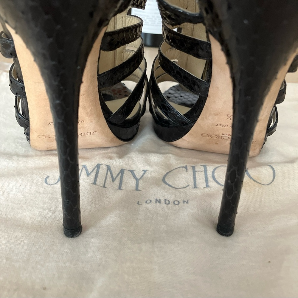 Jimmy Choo Glenys Snakeskin Caged Sandals - Picture 10 of 15